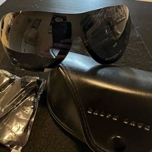 Authentic RALPH LAUREN Black Shield Sunglasses Gold RL 8051